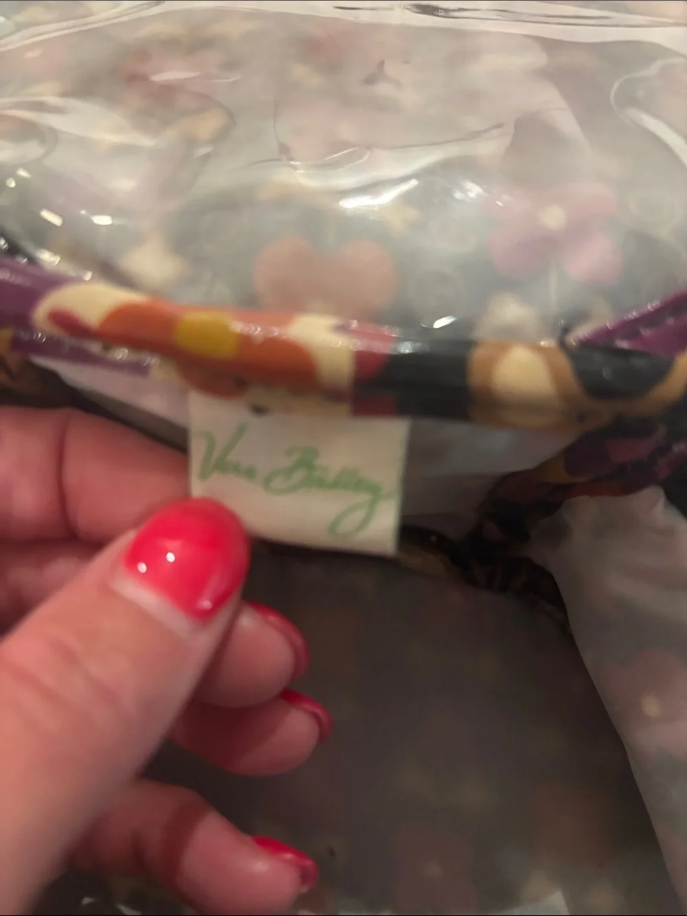 Vera Bradley Floral Pattern Round Cosmetic Bag in Black and Purple